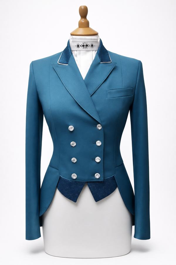 Ladies Catherine Short Tailcoat, Teal & Teal Dazzle