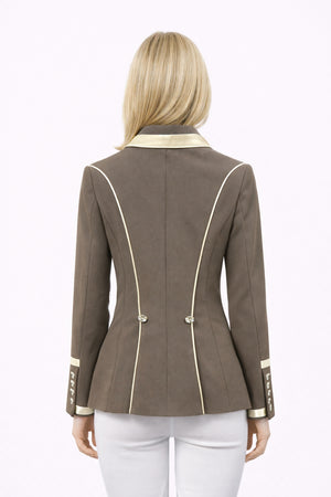 SALE - Ladies Charlotte UK size 6, Short Jacket, Brown & Neo Gold