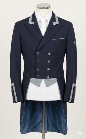 Men's Carl Dressage Tailcoat, Navy & Steel Grey