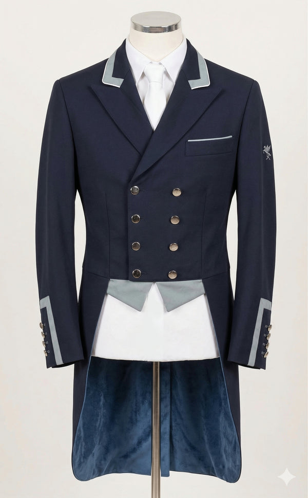 Men's Carl Dressage Tailcoat, Navy & Steel Grey