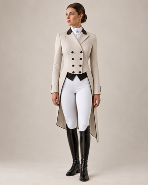 Ladies Isabell Dressage Tailcoat, Soft Stone and Expresso
