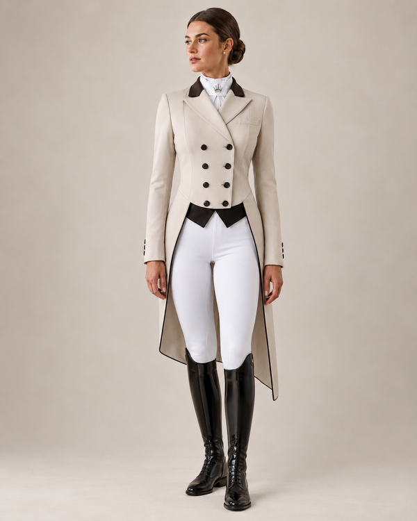 Ladies Isabell Dressage Tailcoat, Soft Stone and Expresso