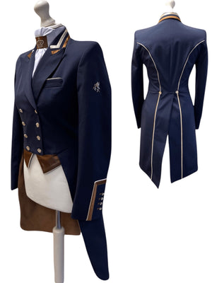 Ladies Isabell Dressage Tailcoat, Navy, copper tri collar - RTW