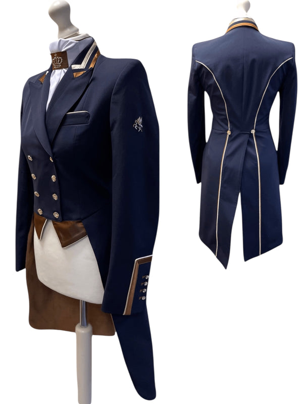 Ladies Isabell Dressage Tailcoat, Navy, copper tri collar - RTW