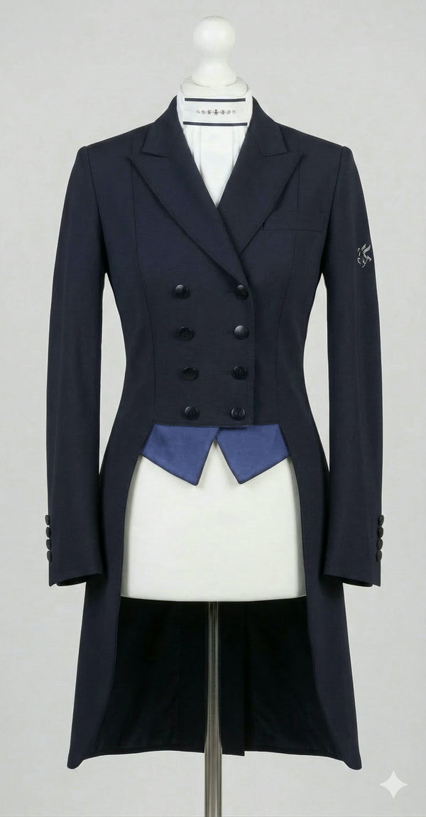 Ladies Isabell Dressage Tailcoat, Navy with reversible points - RTW