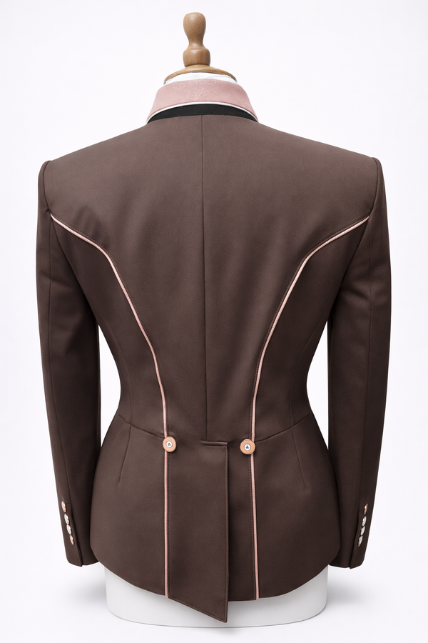 Ladies Catherine Short Tailcoat, Chocolate & Rose Gold Dazzle