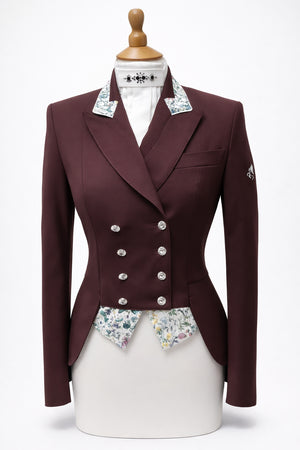 Ladies Catherine Short Tailcoat, Bordeaux & Liberty Print