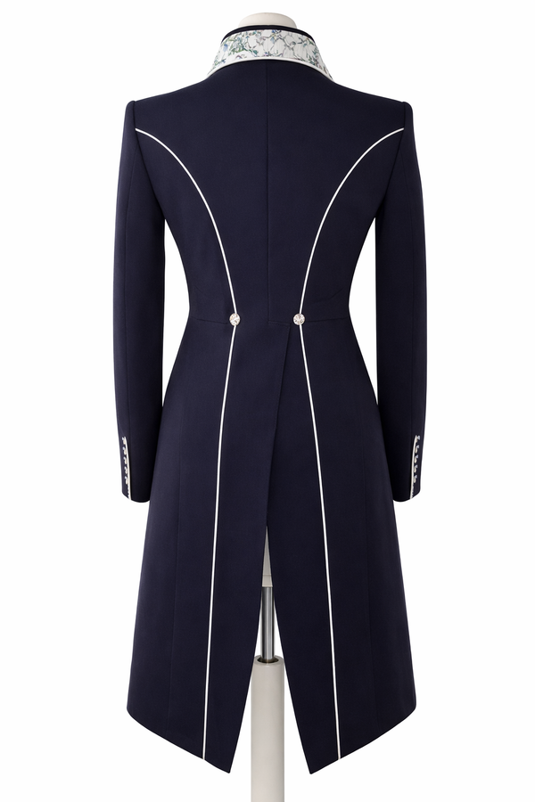Ladies Isabell Dressage Tailcoat, Navy & Spring Flowers - RTW