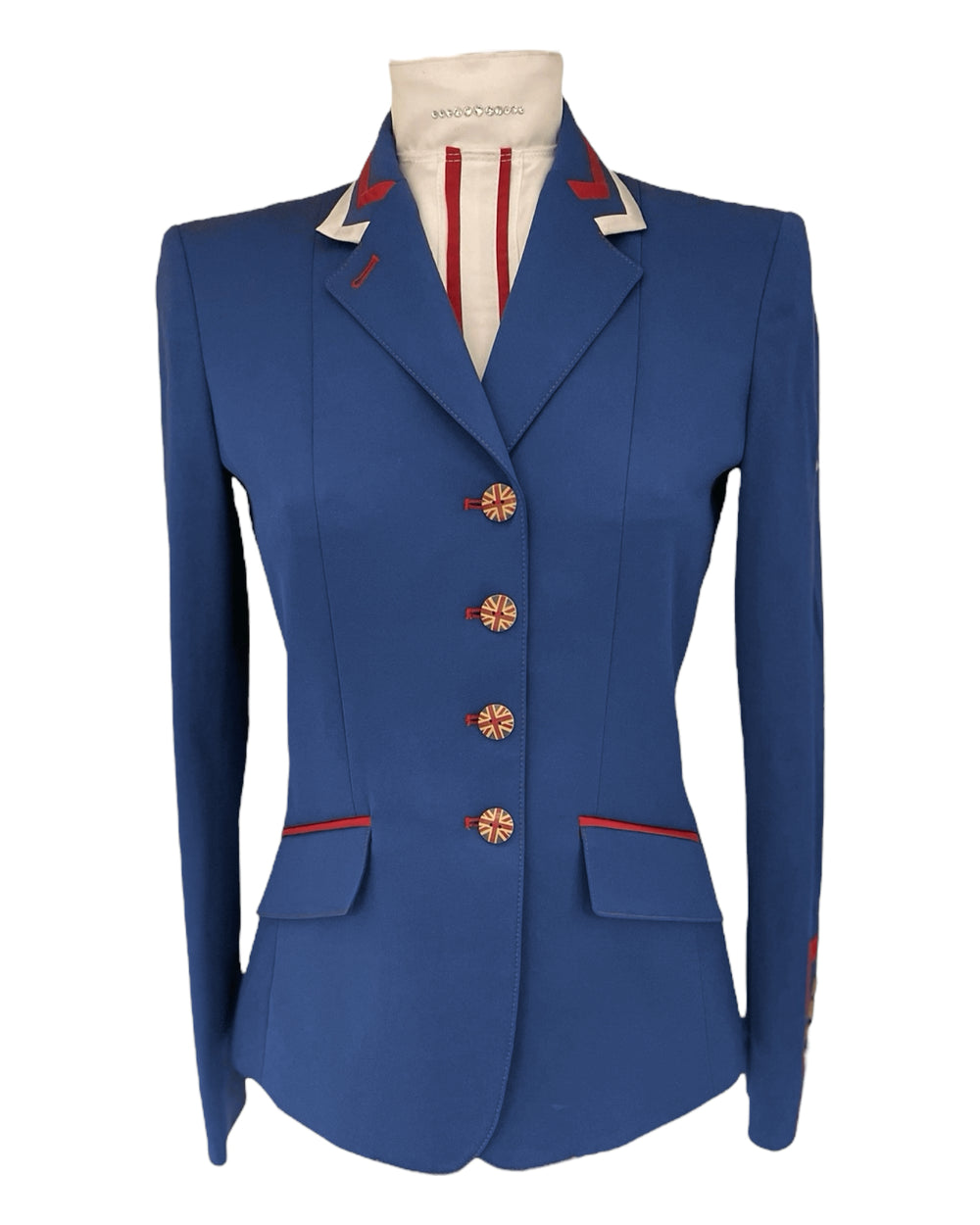 Ladies Charlotte Short Jacket, Royal Blue, Red & White contrast - custom measurements