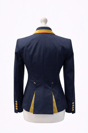 Sale Ladies Charlotte Short Jacket Navy & New Gold Contrast, Red Piping