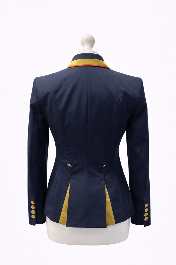 Sale Ladies Charlotte Short Jacket Navy & New Gold Contrast, Red Piping