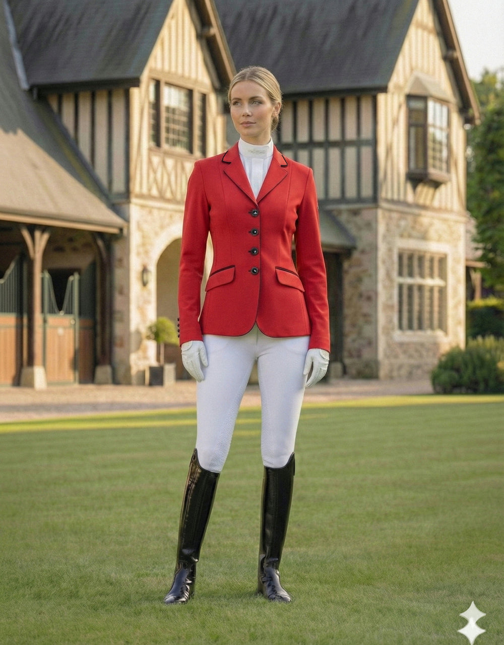 Ladies Charlotte Short Jacket, Classic Red & Navy - RTW