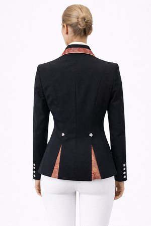 Ladies Charlotte Short Jacket, Black & Red Gold Paisley - RTW