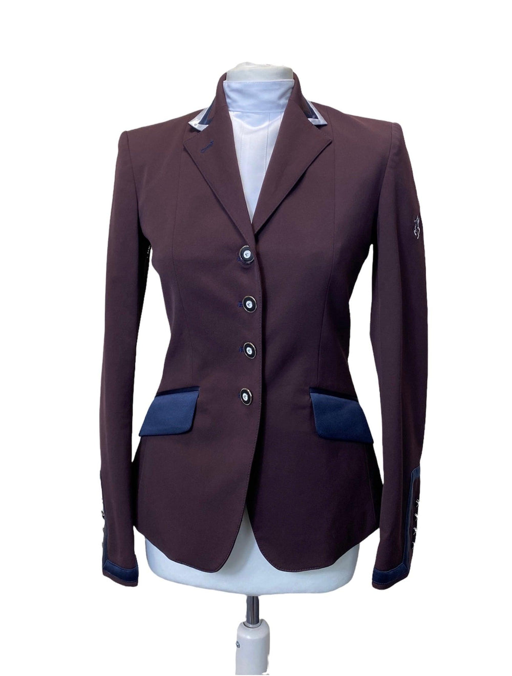 Ladies Charlotte Short Jacket, Bordeaux & Bi Collar (Navy and White)