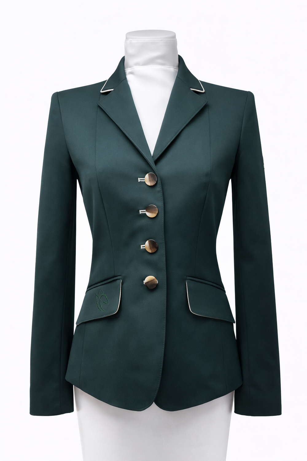 Ladies Charlotte Short Jacket - Forest Green and Champagne - RTW