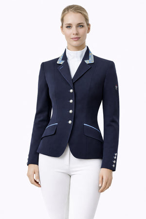 Ladies Charlotte Short Jacket, Navy & Blue Gold Paisley