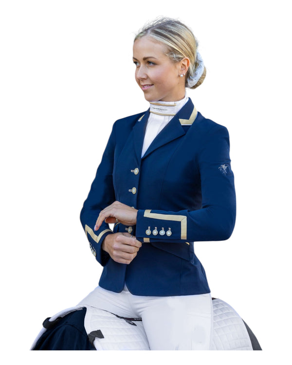 Ladies Charlotte Short Jacket, Navy & Gold - Custom Measurements