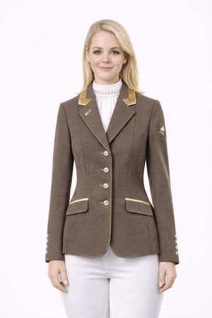 SALE - Ladies Charlotte UK size 6, Short Jacket, Brown & New Gold