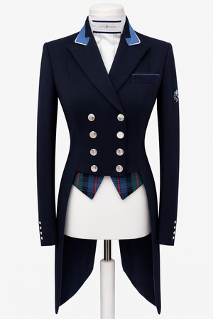 Ladies Isabell Dressage Tailcoat, Navy with Ocean & Tartan