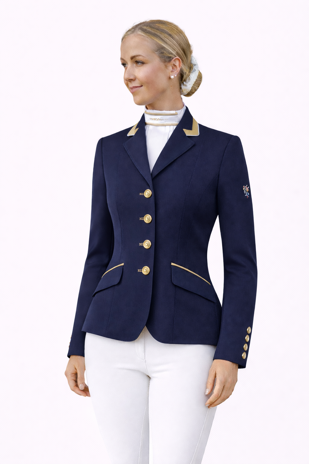 Ladies Charlotte Short Jacket, Navy & Gold