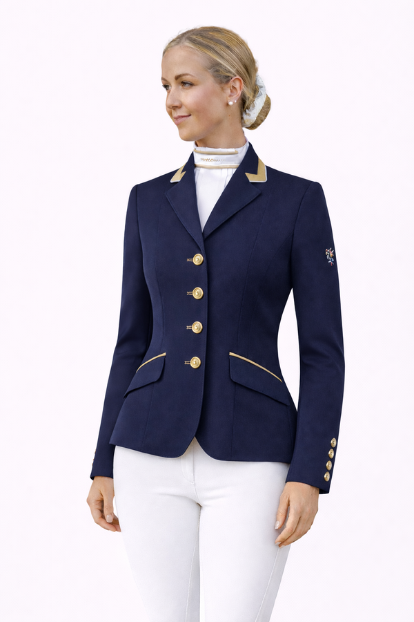 Ladies Charlotte Short Jacket, Navy & Gold