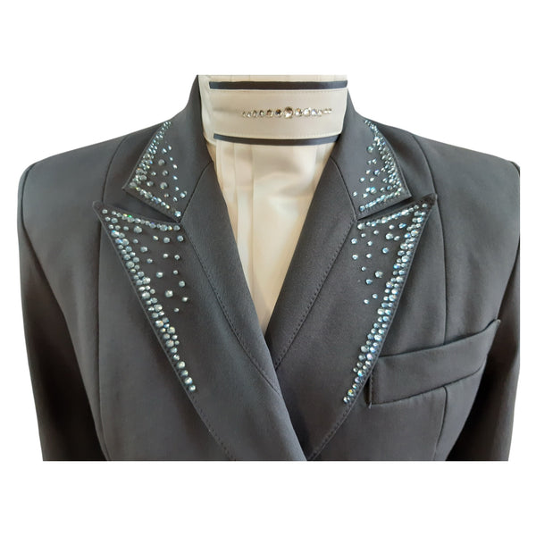 Ladies Isabell Dressage Tailcoat, Navy with Denim Swarovski crystal embellishments