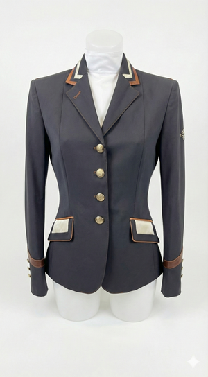 SALE Ladies Short Jacket, Charlotte, Black with copper and cream contrast size UK10 SPL