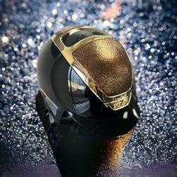 Kask Helmet, Black shine shell with a gold metallic leather