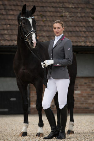 Ladies Charlotte Short Jacket, Slate Grey & Burgundy