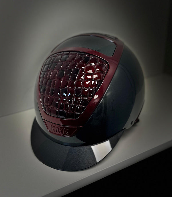 Kask Helmet, Grey Shine with Burgundy croc leather