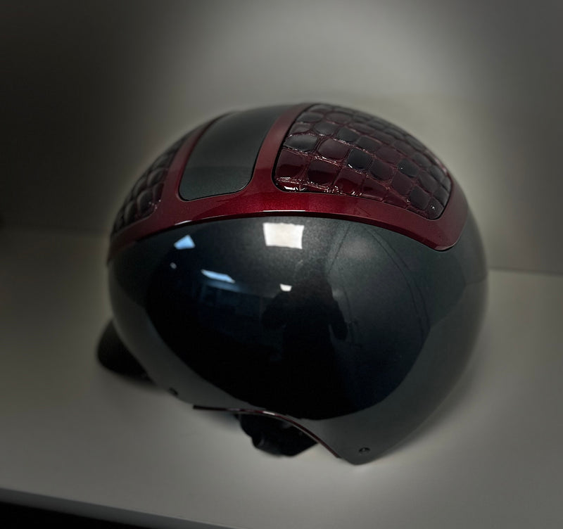 Kask Helmet, Grey Shine with Burgundy croc leather