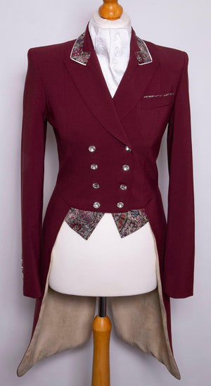 Ladies Isabell Dressage Tailcoat, Claret and Burgundy Liberty Print