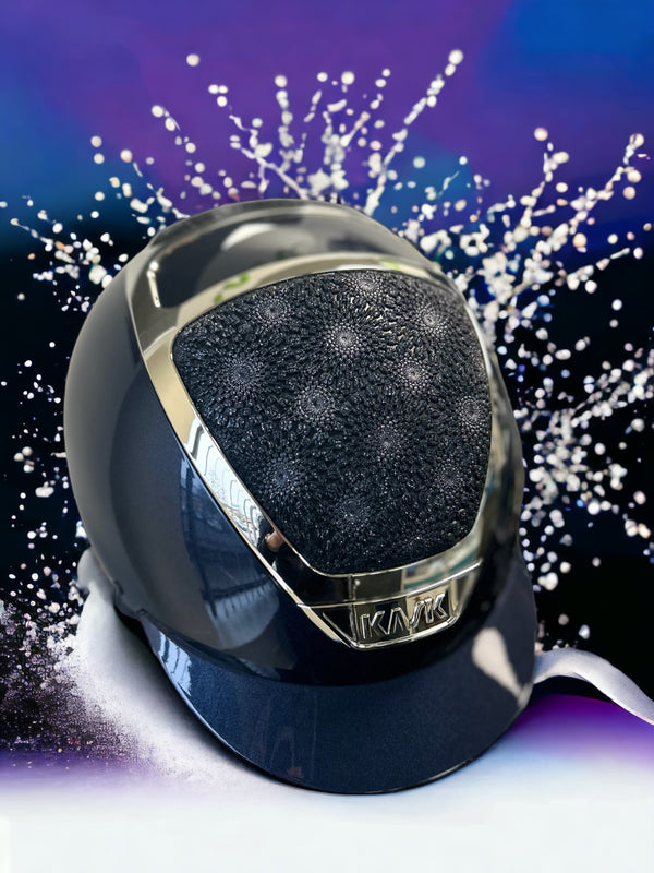 Kask Helmet, Navy Shine Blue Star Flower Leather