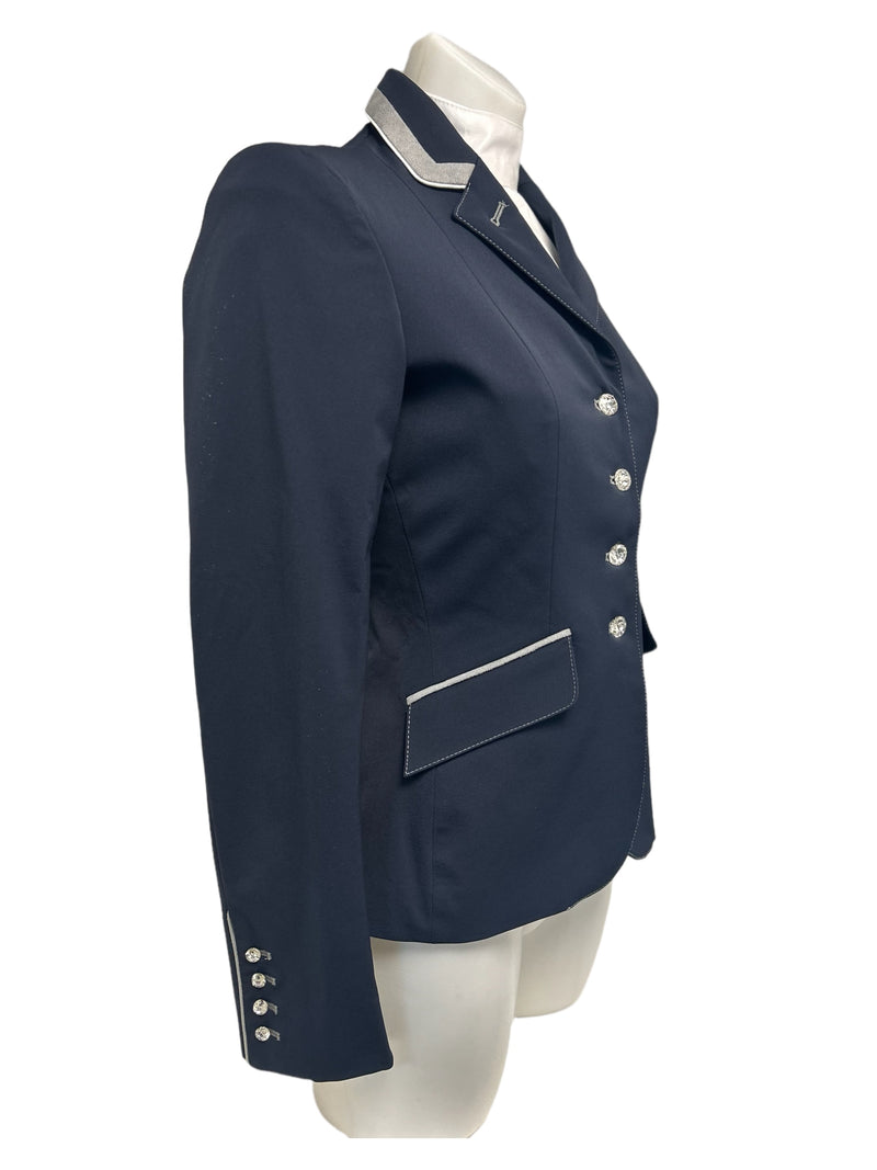 SALE Ladies Charlotte Short Jacket, Navy, silver faux suede UK size 8