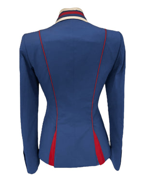 Ladies Charlotte Short Jacket, Royal Blue, Red & White contrast with Tri collar - RTW