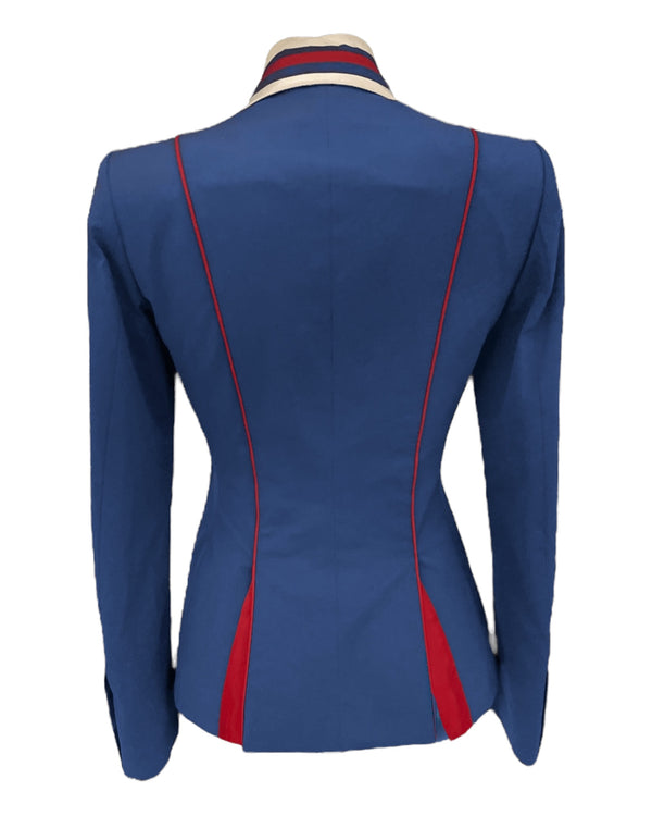 Ladies Charlotte Short Jacket, Royal Blue, Red & White contrast with Tri collar - RTW