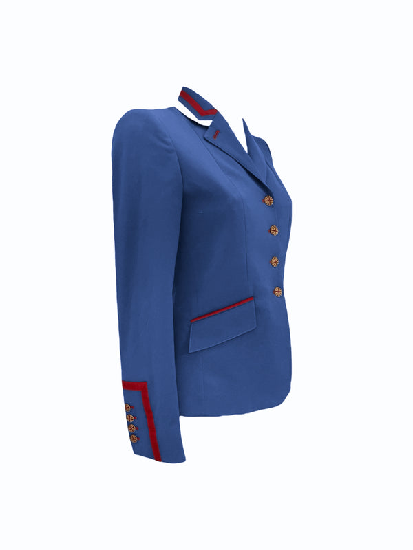 Ladies Charlotte Short Jacket, Royal Blue, Red & White contrast with Tri collar - RTW