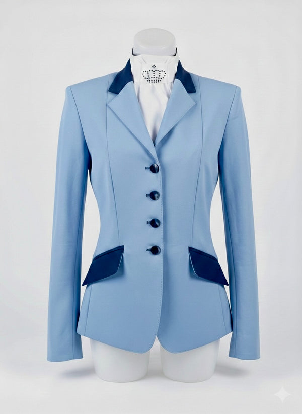 Ladies Charlotte Short Jacket - Baby Blue with Royal - RTW