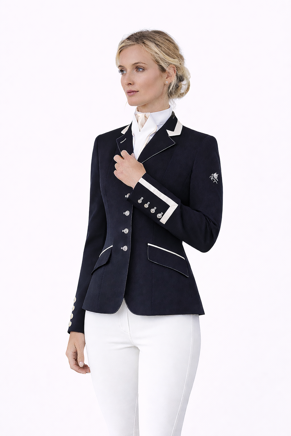 Ladies Charlotte Short Jacket, Black & Champagne