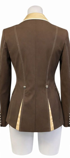 Sale Ladies Charlotte Short Jacket UK Size 8L FC Brown & Neo Gold Contrast