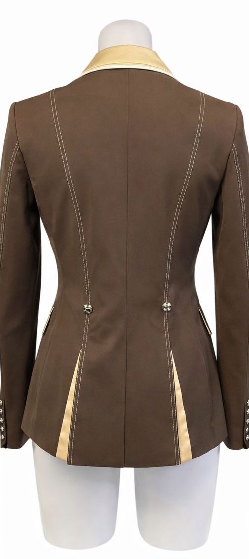 Sale Ladies Charlotte Short Jacket UK Size 8L FC Brown & Neo Gold Contrast