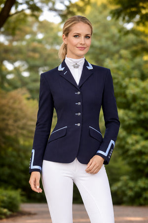 Ladies Charlotte Short Jacket, Navy & Sky Blue
