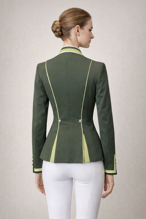 Ladies Charlotte Short Jacket Sage, Avocado Trim