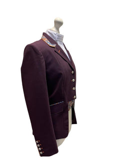 SALE - Ladies Gina Cut Away Short Jacket, Tess Plum & Orange LP, UK Size 12 SPL