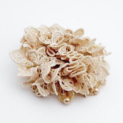 Floral Pearl Beaded Lace Scrunchie