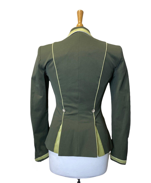 Ladies Charlotte Short Jacket Sage, Avocado Trim, UK Size 6