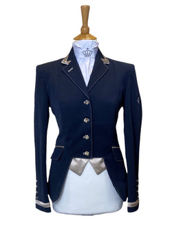 Ladies Gina Cutaway Short Jacket, Navy, Caramel