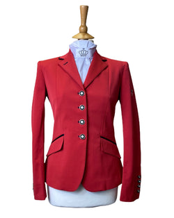 Ladies Charlotte Short Jacket, Classic Red & Navy Collar Piping