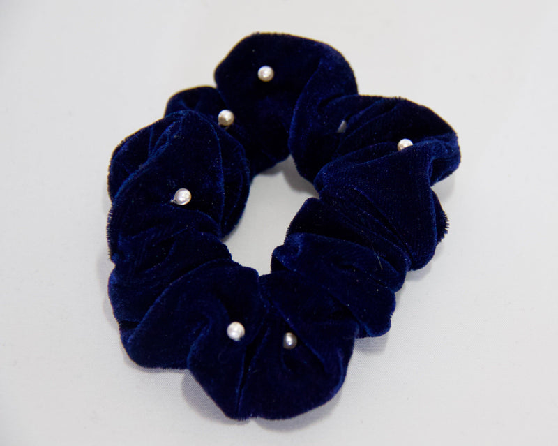 Velvet Scrunchie With Pearls