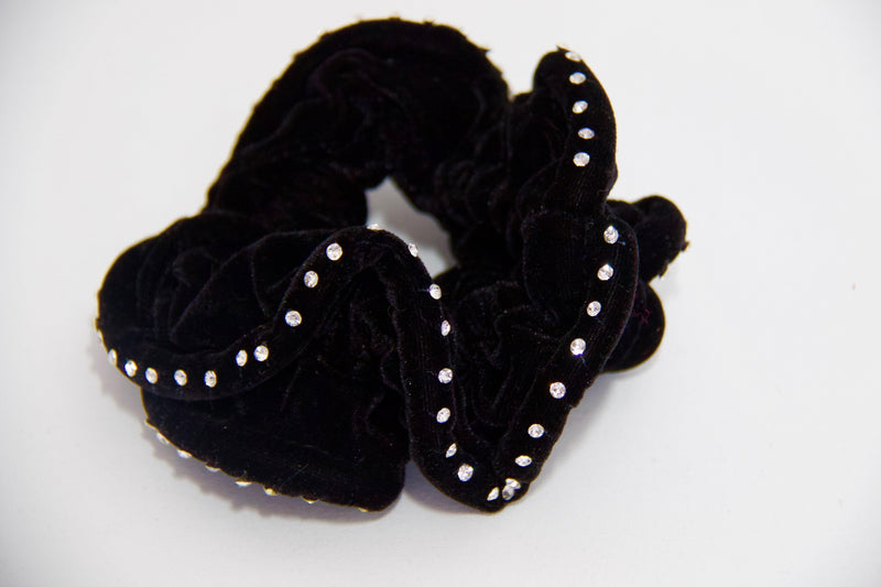 Crystal Edged Velvet Scrunchie